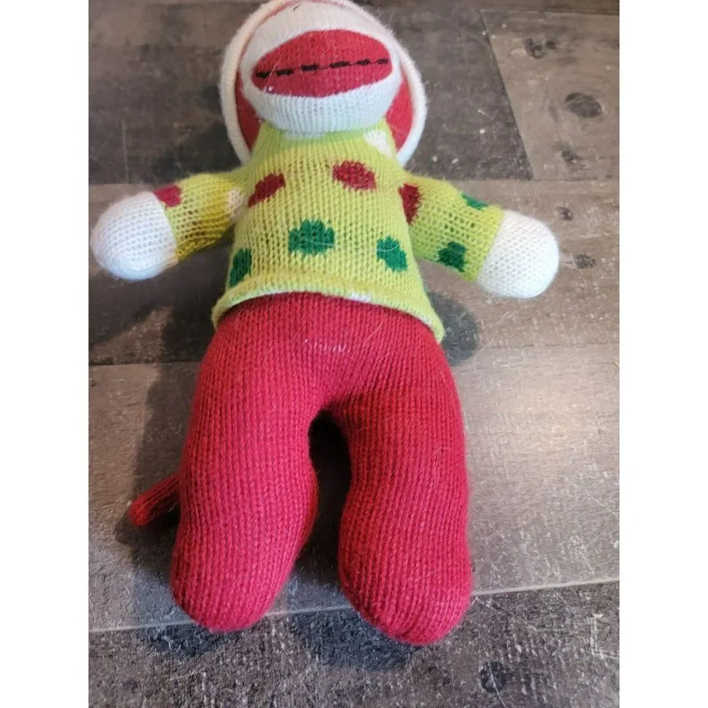 Dandee red sock monkey polka‎ dot plush stuffed animal